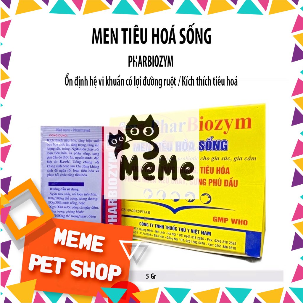 Men tiêu hóa sống Pharbiozym cho chó mèo (gói lẻ) - SHOP CÓ DỊCH VỤ SPA, HOTEL