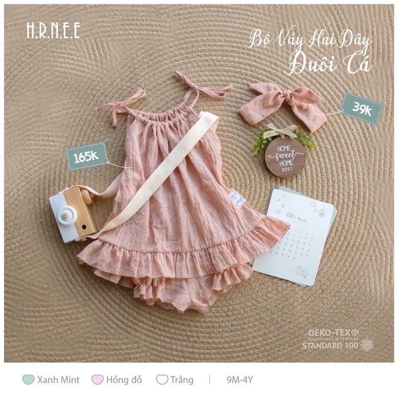 HRNEE - Váy cánh tiên + váy 2 dây đuôi cá kèm quần cho bé từ 6m -4y