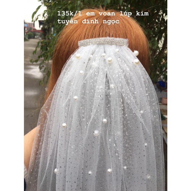 Von lúp cô dâu cài đầu ngắn ngang lưng
