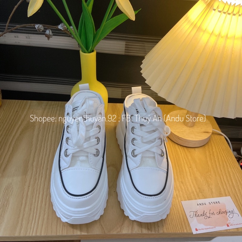 Giày sục thể thao đế bánh mì 9cm⚡️Andu Store⚡️ giày độn đế nữ