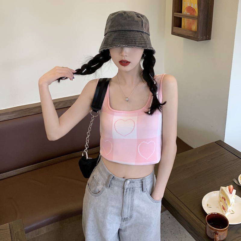 LANJIEXI Áo hai dây dệt kim không tay thời trang mùa hè 2023 cho nữ