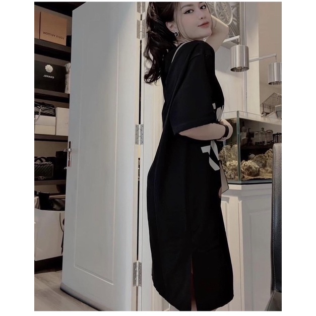 VÁY COTTON SUÔNG HÌNH CÚN MÀU ĐEN