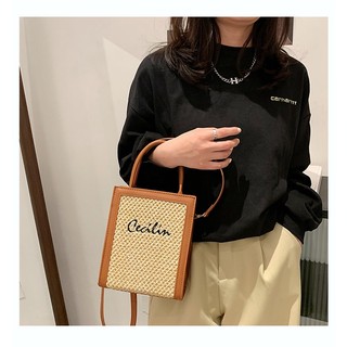 Túi Poly phối da thêu chữ Cecilin (New Arrial)