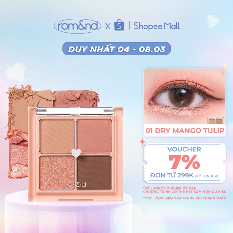 Bảng màu mắt lấp lánh 4 ô Hàn Quốc Romand Better Than Eyes 6.5g
