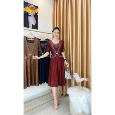 Đầm trung niên cao cấp ép đá 510- dưới 70ki