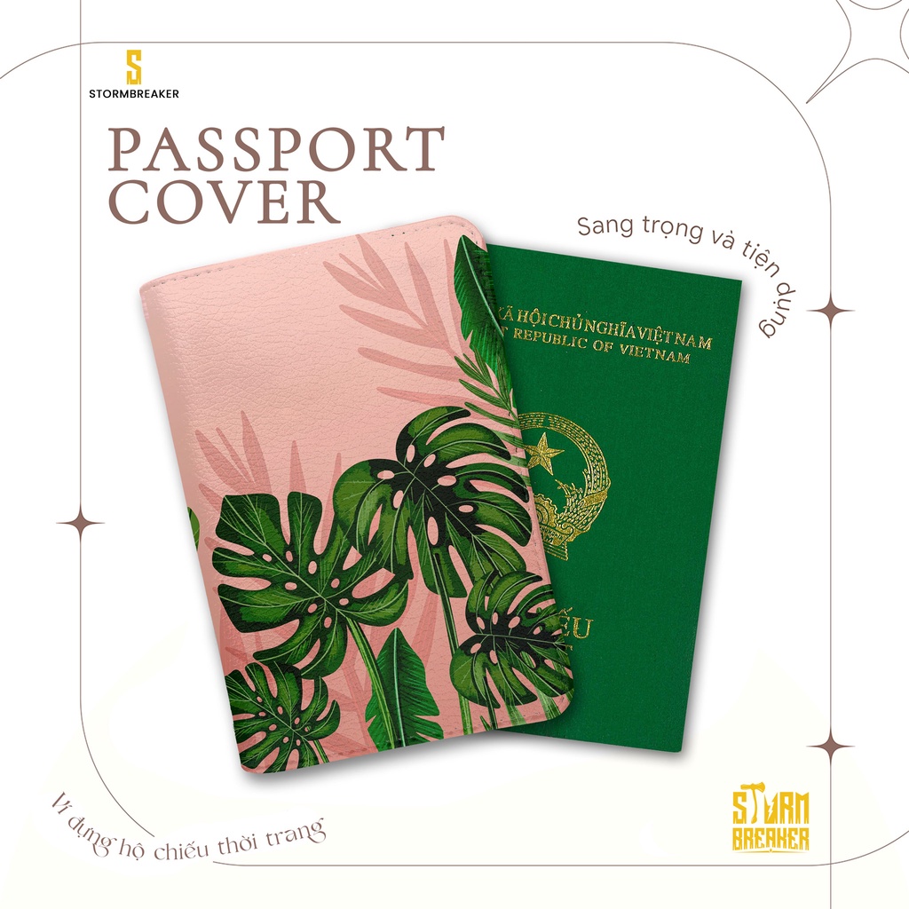 Bao Da Hộ Chiếu / Ví Đựng Passport Du Lịch Nam - Nữ ( in tên cá nhân ) Hoạ Tiết Hoa Lá - ATPP102 STORMBREAKER