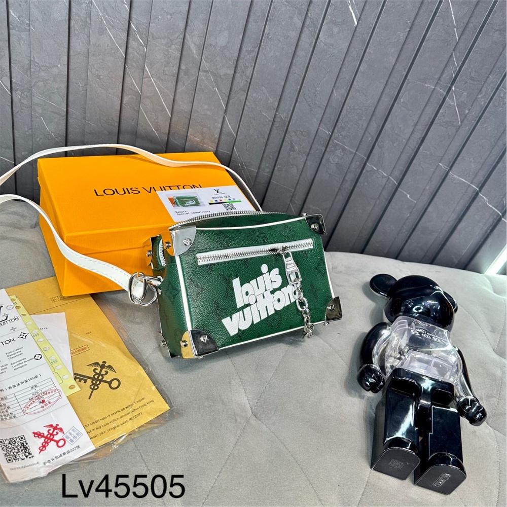 Túi Đeo Chéo Unisex Da PU Chữ LV Trắng Full BOX Cao Cấp