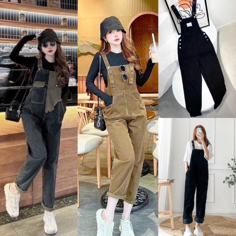 Yếm Jean 2 Dây, Quần Yếm Bò Giáng Dài, Chất Jean Dày đẹp