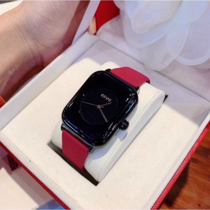 Đồng hồ nữ guou quai silicol mặt chữ nhật siêu hot 2022 bản dây aple donghonu (video ảnh thật).