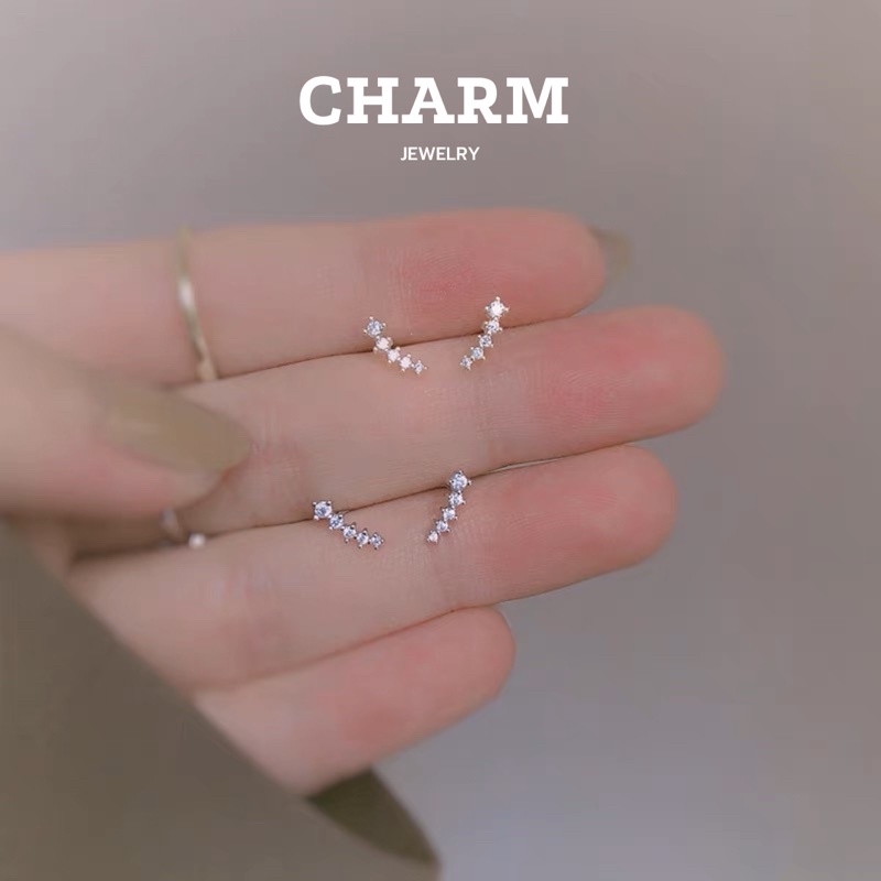 Khuyên Tai / Vành Sao Băng Đính Đá Lấp Lánh Bạc 925