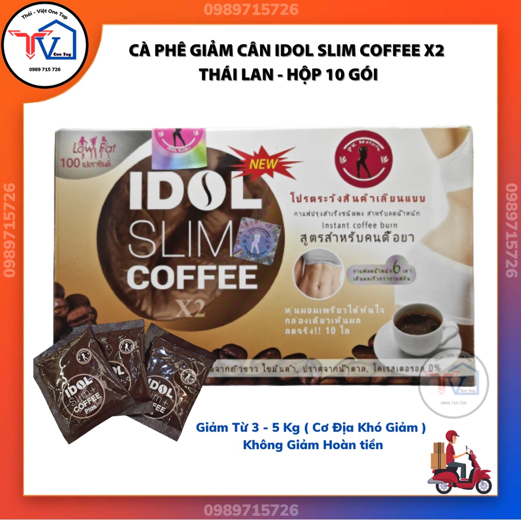 Cà phê giảm cân idol slim coffee X2 Thái Lan 10 gói (chính hãng gói nâu)
