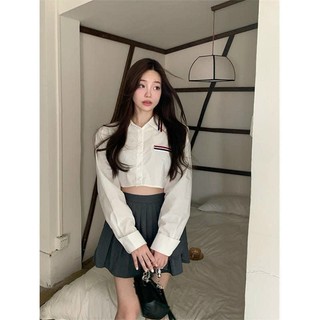 Áo sơ mi croptop viền kẻ sang chảnh ROSIE