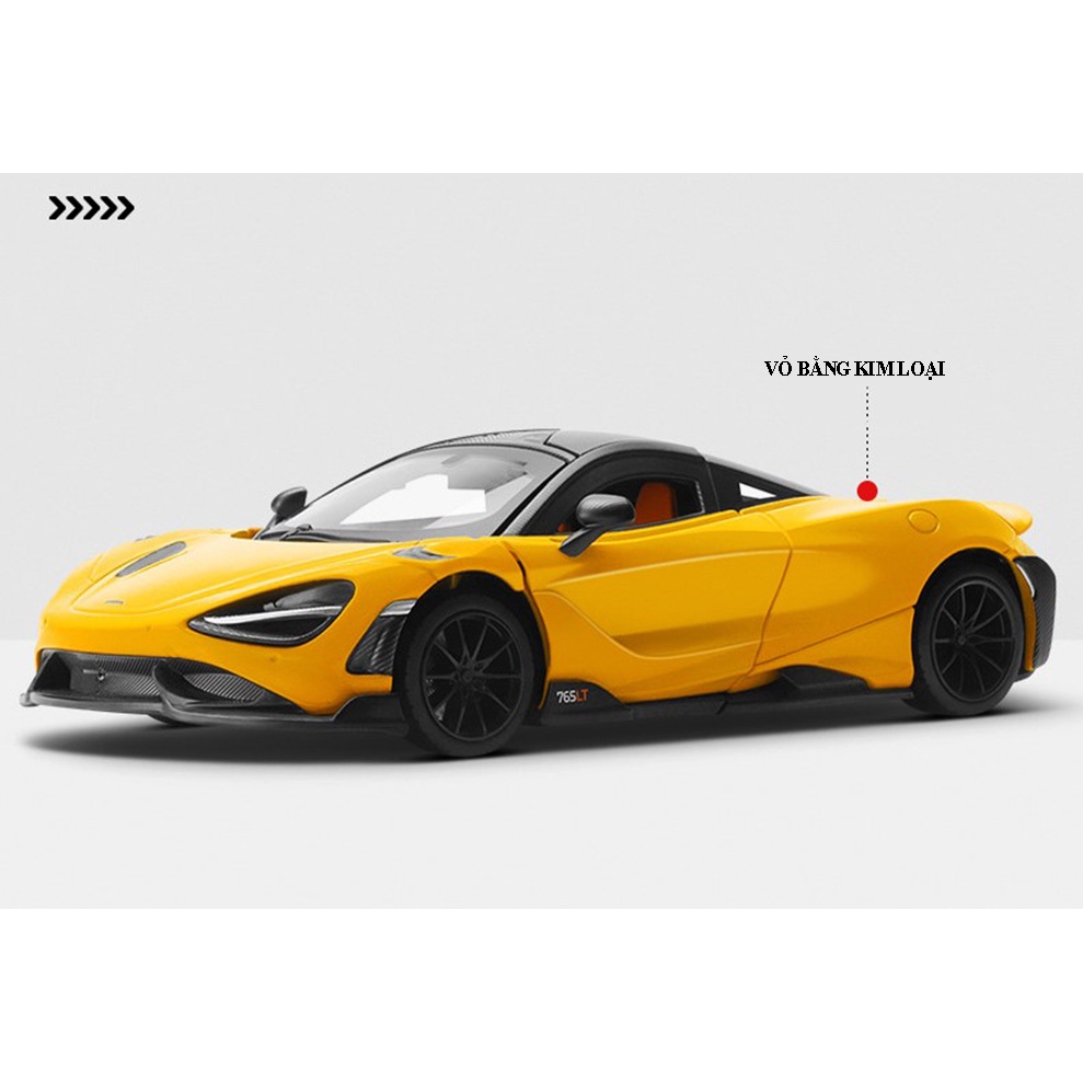 Xe mô hình sắt siêu xe Mclaren 765LT TẶNG KÈM BIỂN SỐ tỉ lệ 1:24 MSZ 3 màu