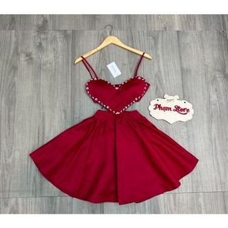 đầm xoè kết đá trái tim