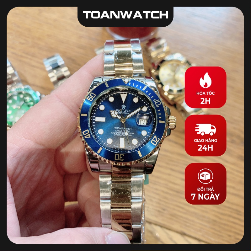 Đồng hồ chính hãng nam, đồng hồ đeo tay Rolex Submarine mặt dial màu biển dây thép không gỉ - Auotomatic