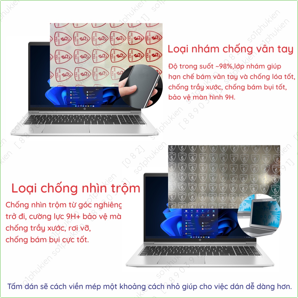 Dán màn hình cường lực laptop HP Probook 450 G6/G7/G8/G9/G10 15.6 inch nano dẻo siêu mỏng trong suốt, nhám chống vân tay