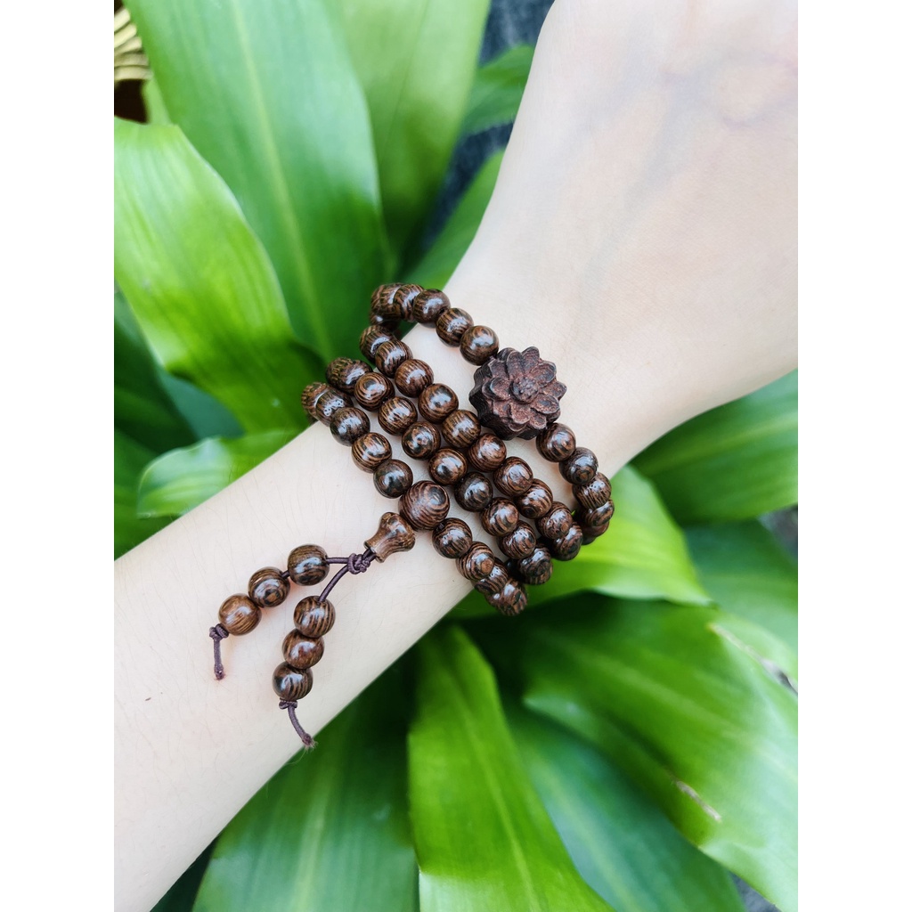 Vòng Tay Trầm Hương, Chuỗi Vòng 108 Hạt Trầm Mix Thần Tài, Hoa Sen 6li nhiều mẫu