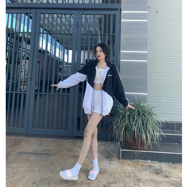 Áo khoác gió Nike chính hãng đôi nam nữ 2 lớp unisex chất liệu dù cao cấp unisex form rộng brand jacket 125