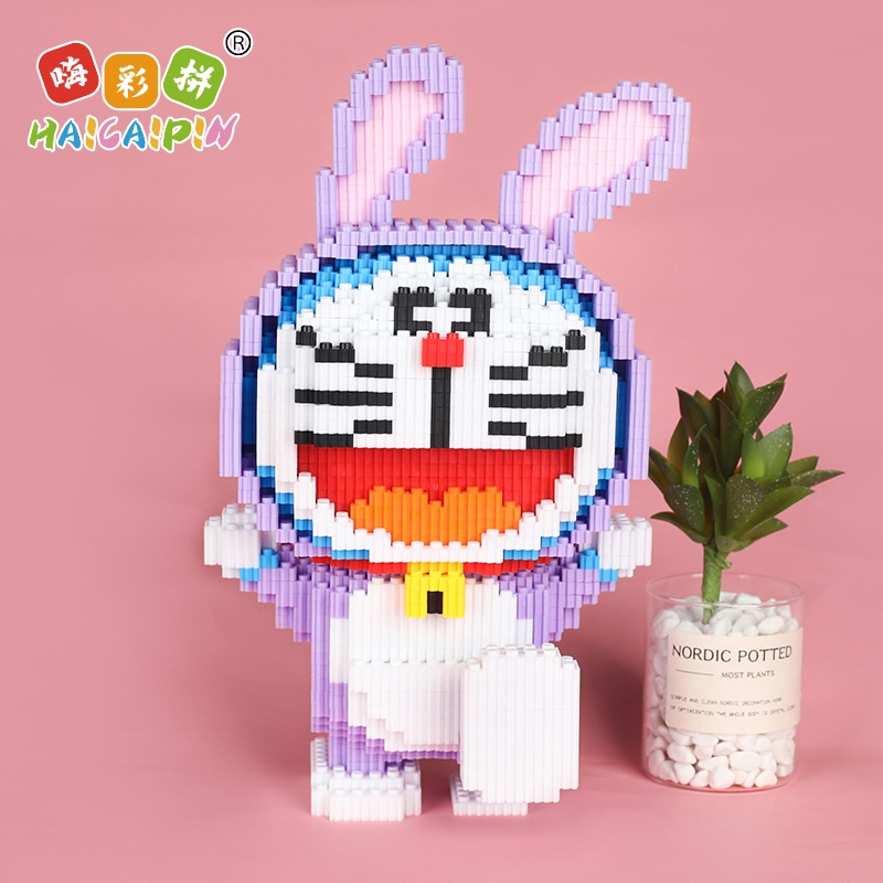Lắp ráp mô hình 3D nhân vậy hoạt hình doremon đồ tai thỏ cỡ lớn 33cm trưng bày trang trí siêu hot mới nhất