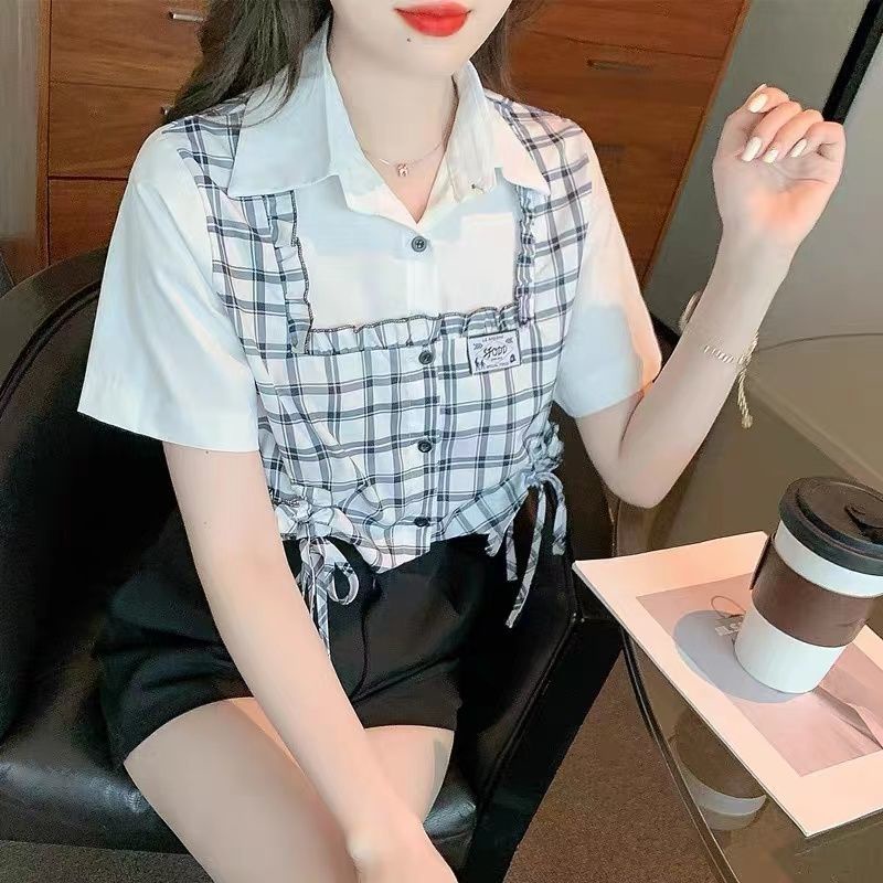 Bộ Áo Sơ Mi + Chân Váy Lệch Tà Phong Cách Preppy Thời Trang Mùa Hè Mới 2023