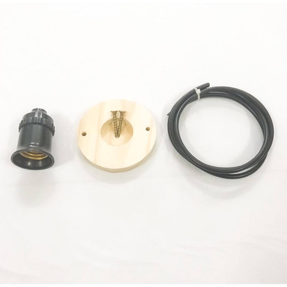 Bộ Dây Treo Đèn Thả Trần Trang Trí Đế Gỗ Đuôi Đèn E27 Dây Dài Một Mét