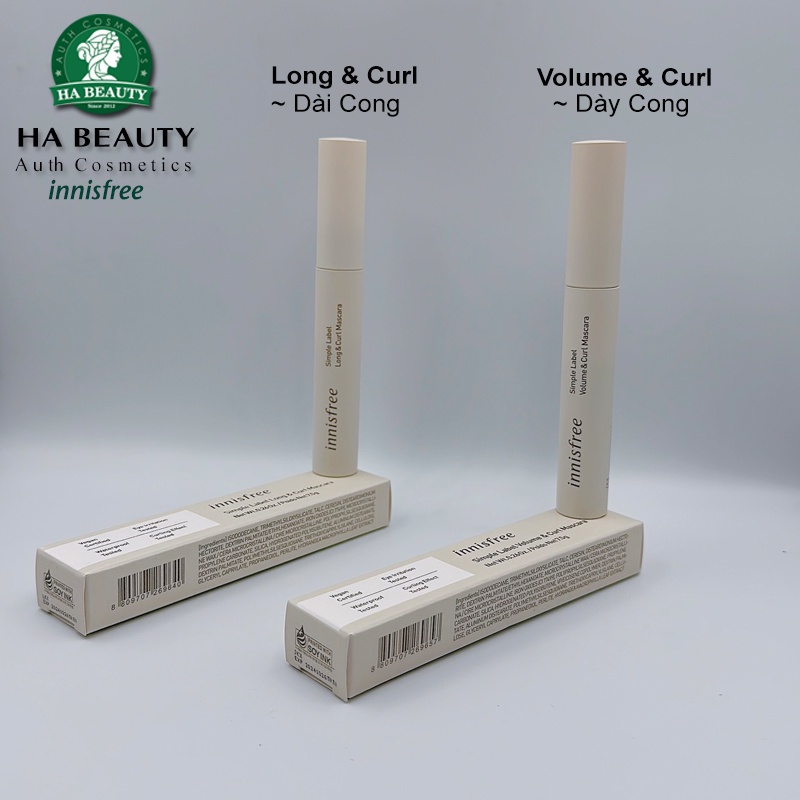 Mascara thuần chay làm dày dài cong mi innisfree Simple Label Mascara  7.5g