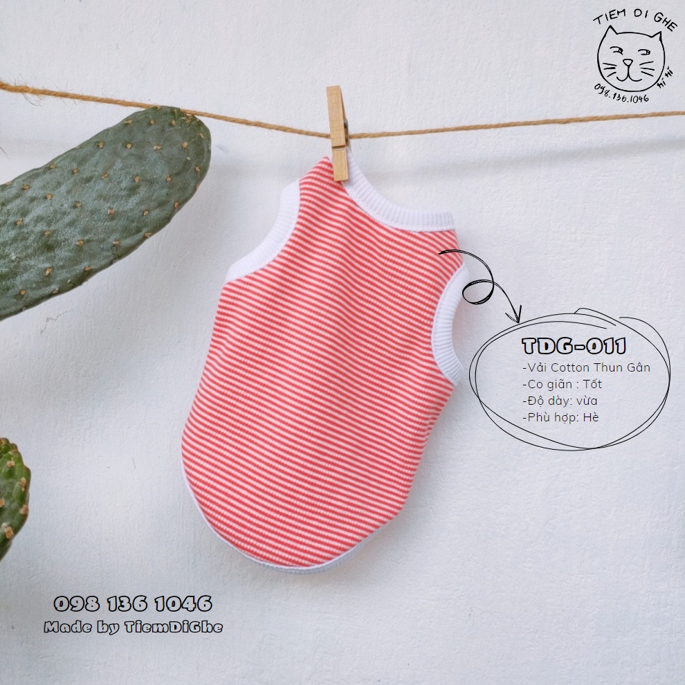 Áo Thun Ba Lỗ Chó Mèo TDG011 – Áo thú cưng Họa tiết Sọc Nhí