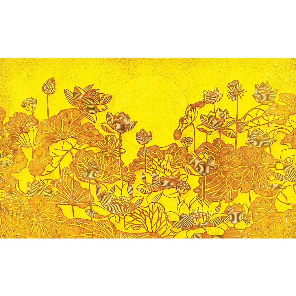 Tranh thờ Hoa Sen, tranh dán trang trí bàn thờ gia tiên, nhiều kích thước