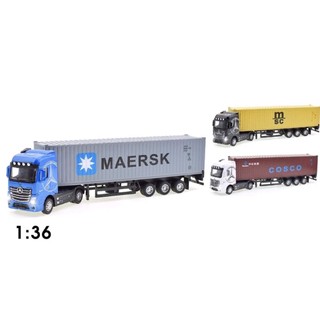 Mô hình xe container Truck trailer Mecedes Benz Actros có đầu kim loại 1:36
