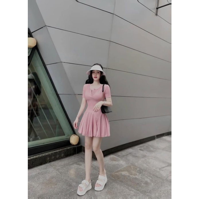 Đầm xòe tay ngắn chất thun gân chính phẩm thích hợp mặc đi tiệc đi làm đi chơi phù hợp với mọi phong cách