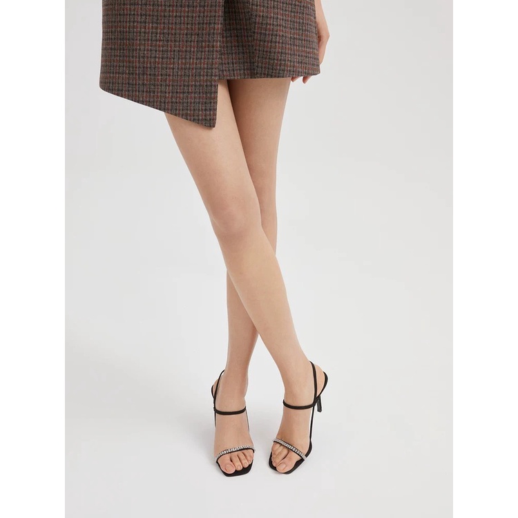 Giày Cnk Xuất Dư FullBox, sandal cao gót nữ quai ngang đính đá gót nhọn cao 9p