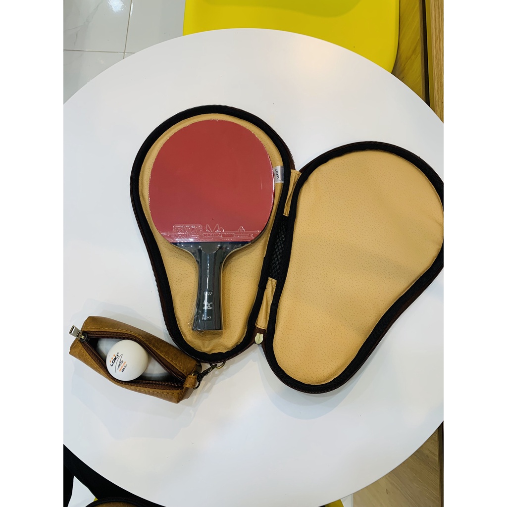 Bao Da đựng vợt bóng bàn Cao cấp + Tặng 01 Bao đựng bóng bàn Da cao cấp