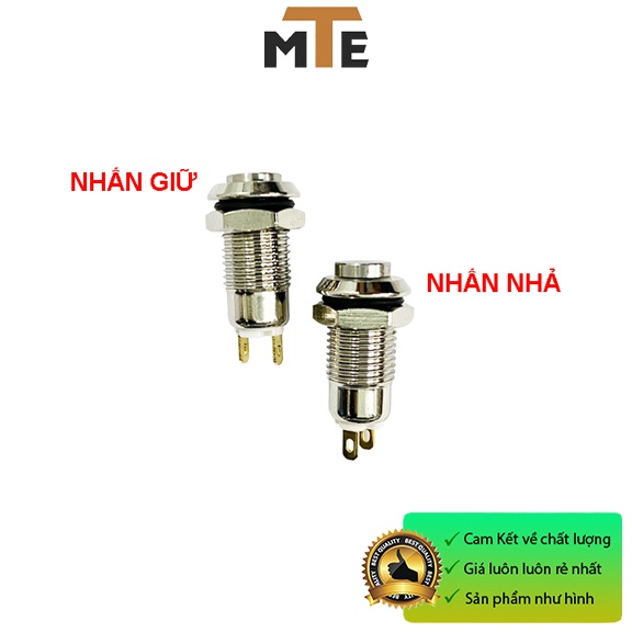 Nút nhấn giữ, nút nhấn nhả chống nước vỏ kim loại 8mm, 12mm, 16mm, 19mm, 22mm