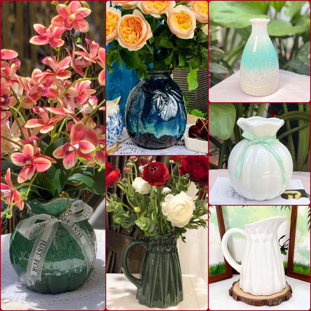 Bình Hoa Gốm Sứ Bát Tràng Hơn 40 Mẫu Cao 16 Cm - 20 Cm Nhiều Kiểu Dáng, Màu Sắc, Lọ Hoa Decor Trang Trí Để Bàn