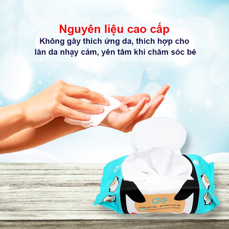 Khăn ướt AGI 80 tờ & 100 tờ không mùi, siêu mềm mịn, an toàn cho bé - Giao màu ngẫu nhiên