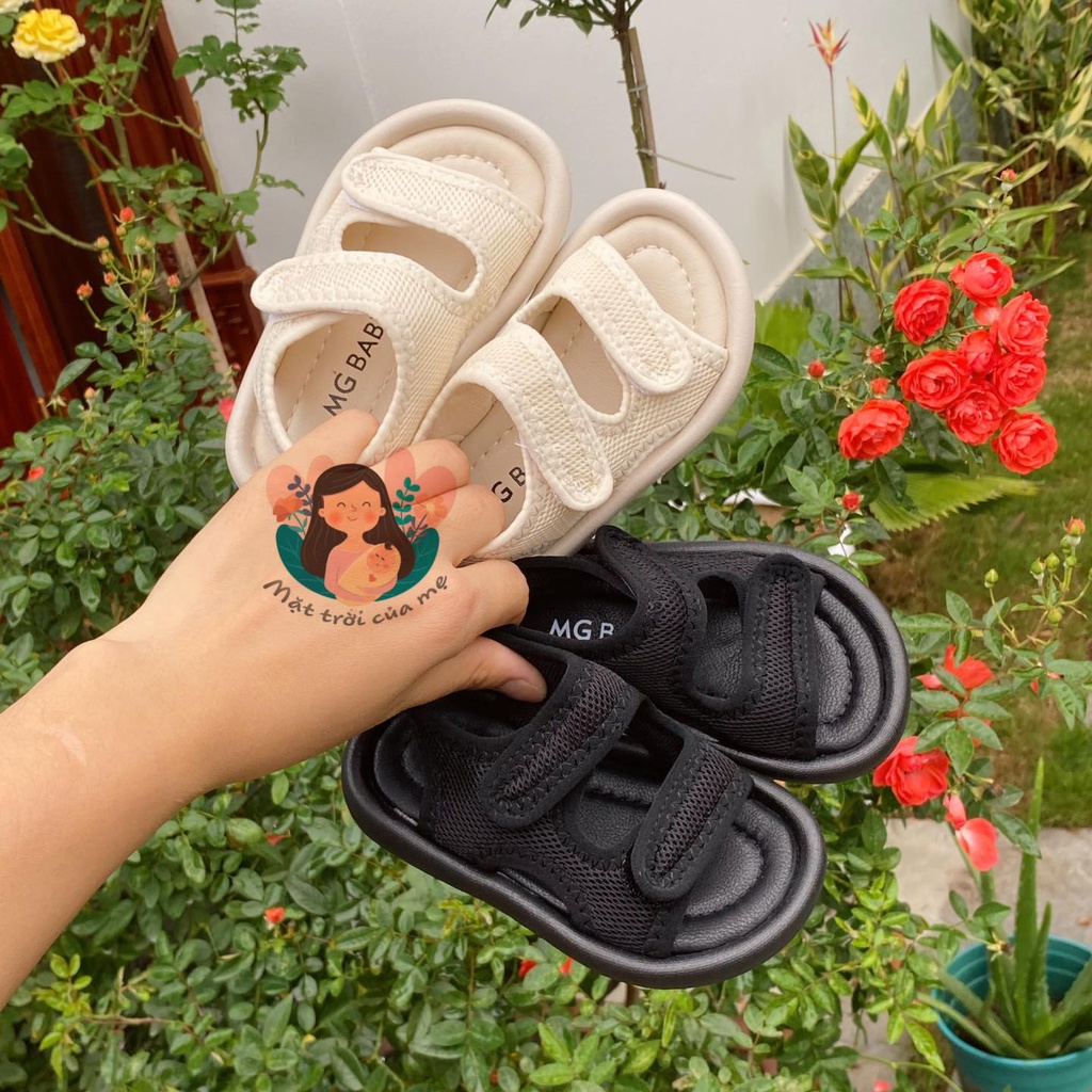 Dép sandal cho bé quai chéo thoáng chân chất da PU siêu mềm MG baby đế cao su mềm