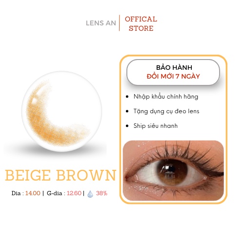 Kính áp tròng nhập khẩu Hàn Quốc BS BEIGE BROWN, Lens cận Nâu phủ bóng
