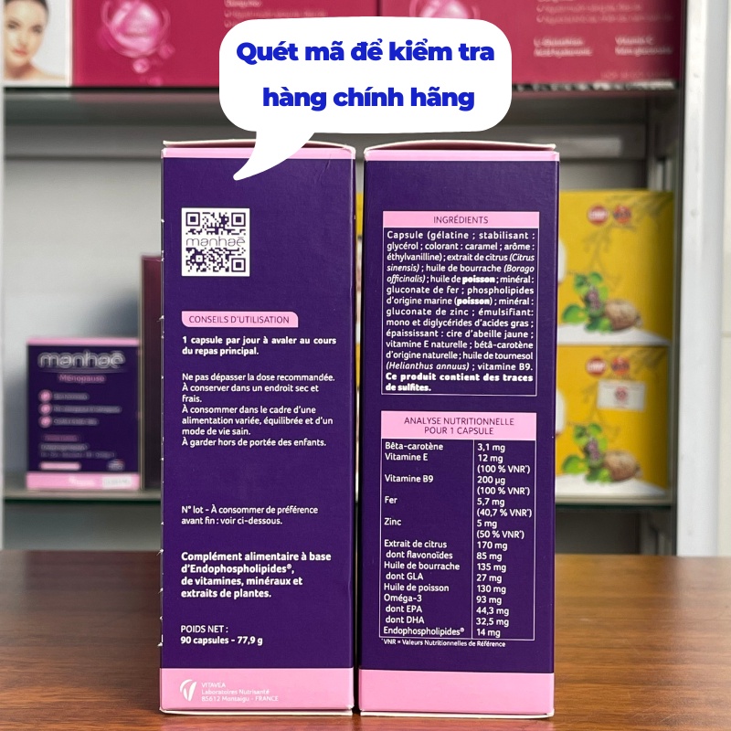Viên uống nội tiết tố nữ Nutrisante MANHAE - Pháp