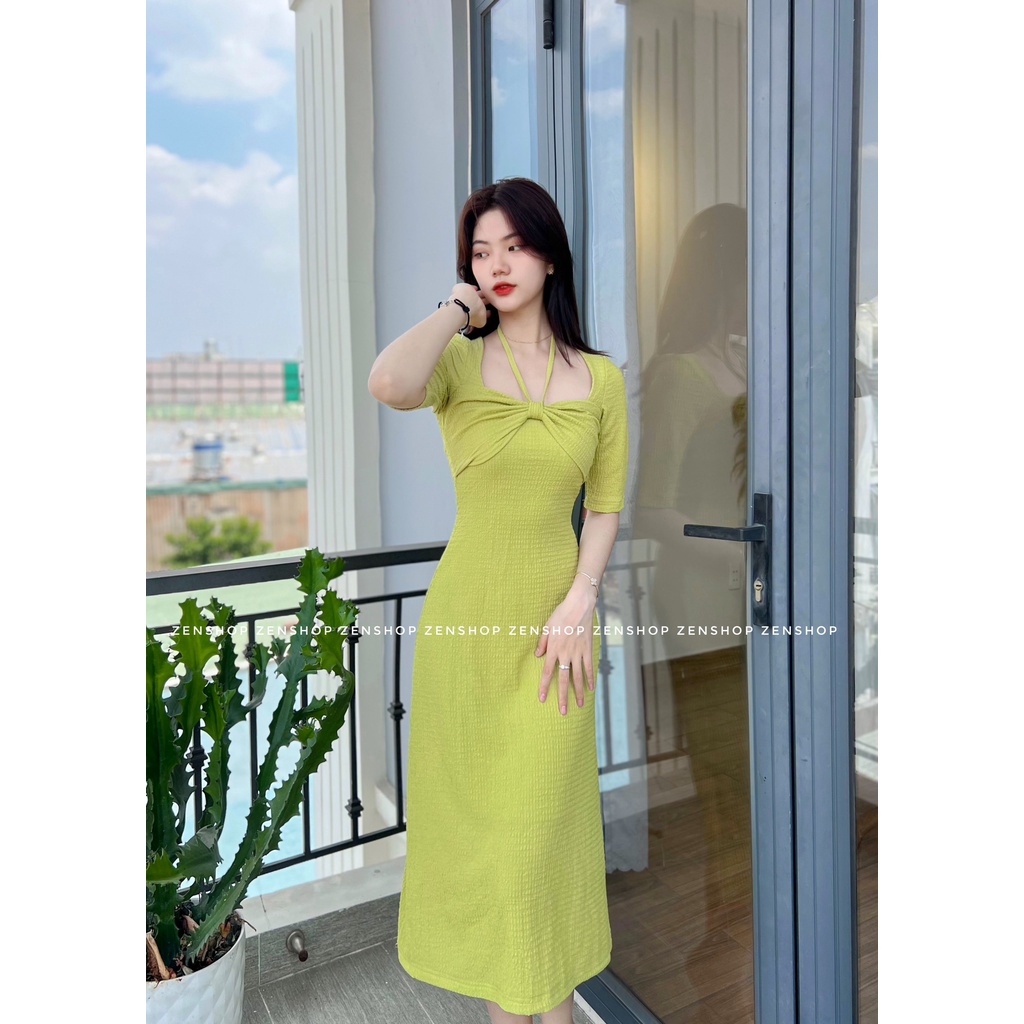 Đầm maxi đi biển, đầm body tay lửng xoắn ngực - VANY Dress