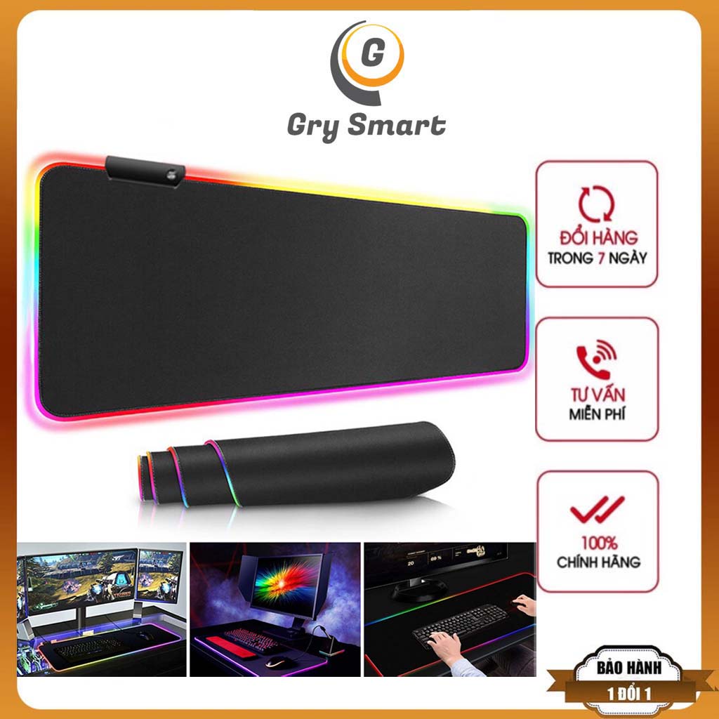 Bàn Di Chuột RGB, Lót Chuột Pad RGB Có Đèn Led Viền Size Lớn, Miếng Lót Chuột Chuyên Game Chống Trượt Siêu Bền Siêu Đẹp