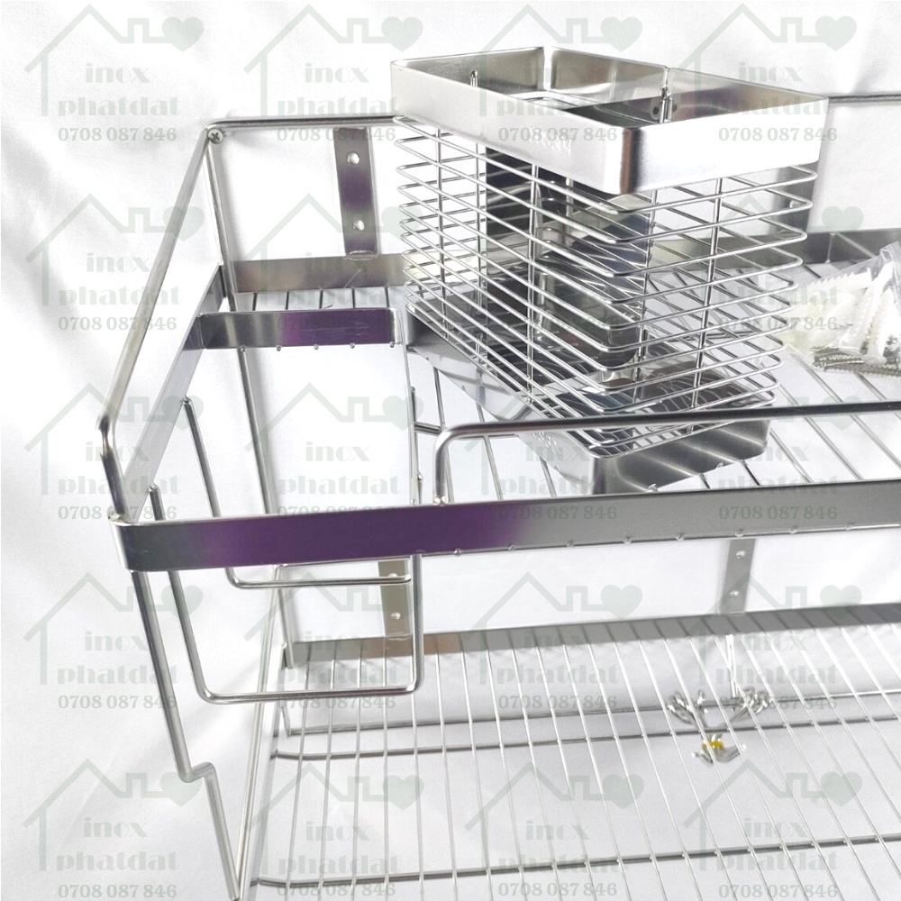 Mua Kệ chén 2 tầng treo tường đa năng Inox 304 PHÁT ĐẠT (Dài 70cm/80cm ...