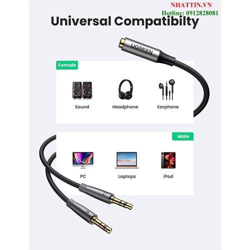 Cáp chữ Y gộp Mic & Loa sang tai nghe có Mic Ugreen 50255 cao cấp