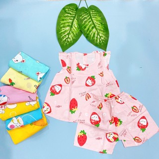 (SIZE 3) Bộ tole lanh (tôn) lanh lụa mặc nhà bé gái QUẦN ĐÙI , tay cánh tiên dễ thương 7-10kg, bộ bé gái mặc hè, mát mẻ.