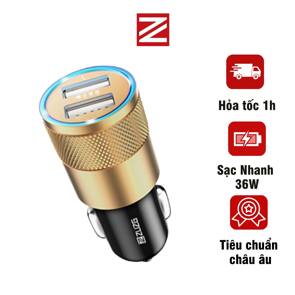 Tẩu sạc ô tô sạc nhanh 36W cao cấp chính hãng ZUZG C02Q