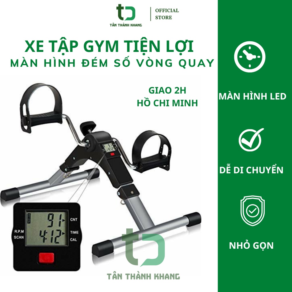 Xe Đạp Tập Thể Dục Mini Gấp Gọn Có Đồng Hồ Điện Tử Đếm Số Tiện lợi Dễ Dàng Di Chuyển