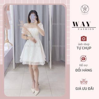Váy thiết kế 𝐖𝐀𝐘𝐅𝐀𝐒𝐇𝐈𝐎𝐍 tơ hoa xòe tầng cổ vuông chiết eo nhẹ nhàng, nữ tính style Bánh bèo phù hợp mọi bữa tiệc