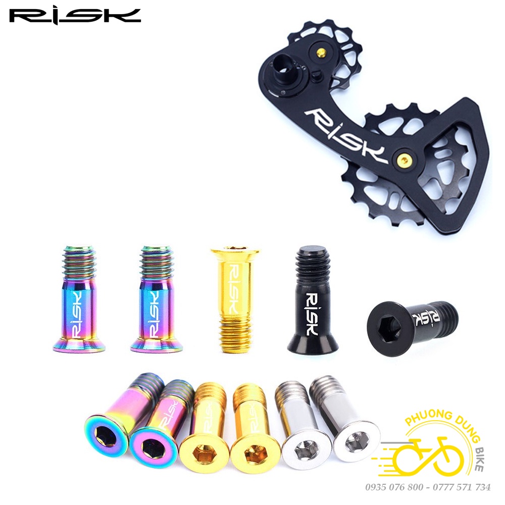 Bộ 2 Ốc vít Titanium cho bánh đề xe đạp RISK M5x14.2mm