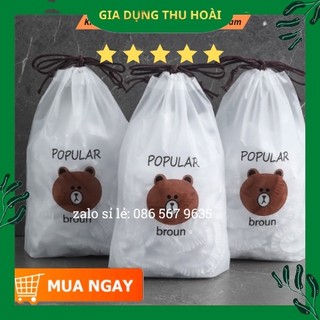 Màng bọc thực phẩm co giãn siêu dai có chun hình túi gấu set 100 chiếc, COMBO màng bọc thực phẩm PE túi gấu có chun bọc