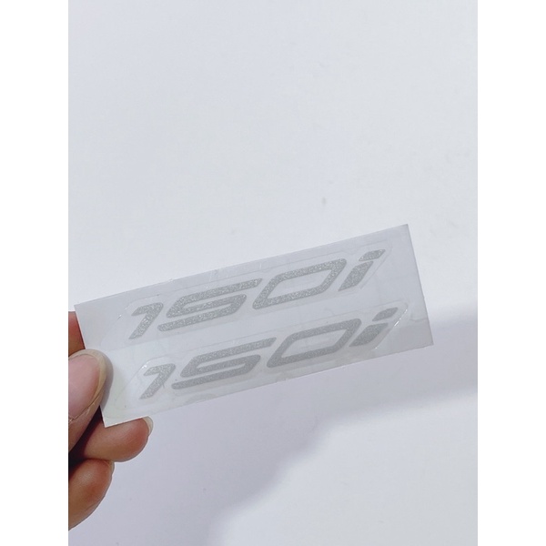 Cặp 2 tem số 150i bạc & đỏ phản quang trong suốt size 7x1.5cm có sẵn keo dán trang trí xe máy