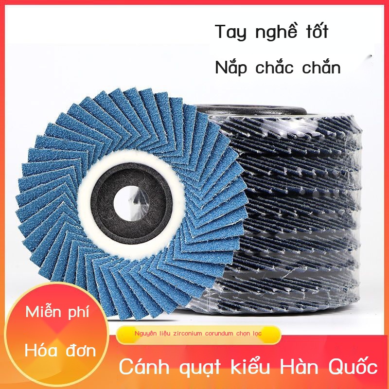 Cánh quạt hình bông hoa Tấm đánh bóng kim loại bánh xe 100 trang vải nhám màu xanh mềm lá bằng thép không gỉ